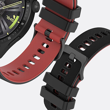 Acheter Avizar Bracelet pour Huawei Watch GT3 46mm Silicone BiColore Texturé Noir / Rouge