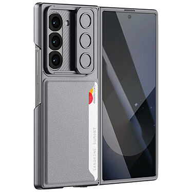 Avizar Coque pour Samsung Galaxy Z Fold 6 Porte-carte avec Verre Trempé Gris