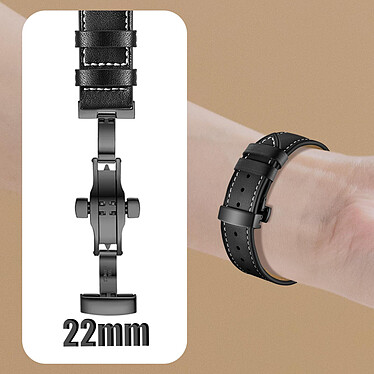 Avizar Bracelet pour Galaxy Watch 5 / 5 Pro / 4 Cuir véritable Boucle Papillon  Noir pas cher