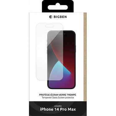 BigBen Connected Protège écran pour Apple iPhone 14 Pro Max Plat en Verre trempé Anti-rayures Transparent pas cher