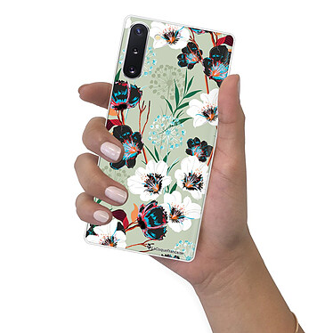 LaCoqueFrançaise Coque Samsung Galaxy Note 10 360 intégrale transparente Motif Fleurs vert d'eau Tendance pas cher