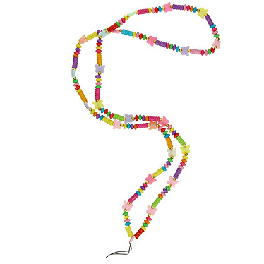 Avizar Bijou Téléphone Bracelet Perles & Papillons 110cm Collection Summer Multicolore