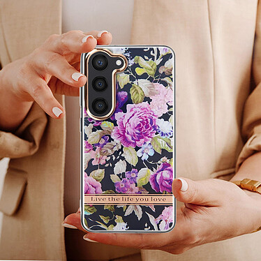 Avis Avizar Coque pour Samsung Galaxy S23 Dos Rigide Contour Souple Design Fleurs  Violettes