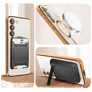 Avis Avizar Coque MagSafe pour Samsung S23 silicone protection caméra Transparent / Doré