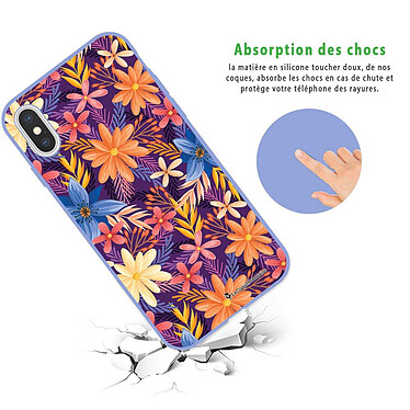 Avis LaCoqueFrançaise Coque iPhone X/Xs Silicone Liquide Douce lilas Fleurs violettes et oranges
