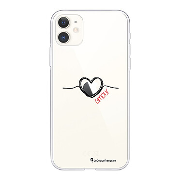 LaCoqueFrançaise Coque iPhone 11 360 intégrale transparente Motif Coeur Noir Amour Tendance