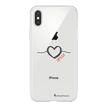 LaCoqueFrançaise Coque iPhone Xs Max silicone transparente Motif Coeur Noir Amour ultra resistant