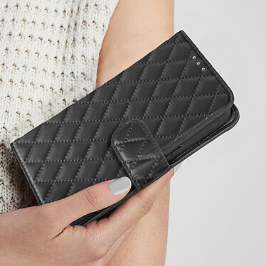 Acheter Avizar Étui pour iPhone 15 Portefeuille Design rhombique matelassé  Noir