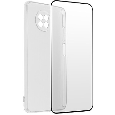 Avizar Coque Xiaomi Redmi Note 9T 5G Souple et Film Verre Trempé Dureté 9H Noir