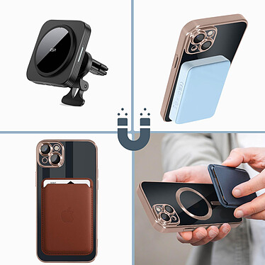 Acheter Avizar Coque MagSafe pour iPhone 14 Plus Silicone Protection Caméra  Contour Chromé Rose Gold