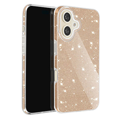 Avizar Coque Paillette pour iPhone 16 Plus Hybride Design Glamour Dorée