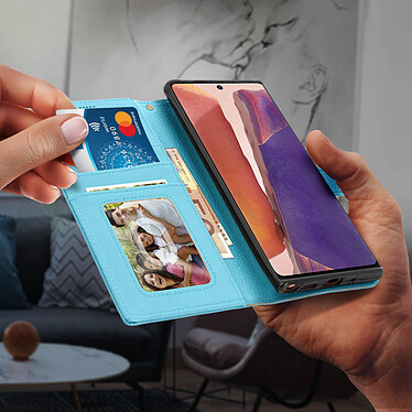 Avizar Housse Samsung Galaxy Note 20 Porte-carte Fonction Support Vidéo Dragonne Bleu pas cher