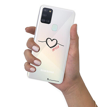 LaCoqueFrançaise Coque Samsung Galaxy A21S 360 intégrale transparente Motif Coeur Noir Amour Tendance pas cher