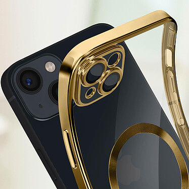 Avizar Coque MagSafe pour iPhone 13 Silicone Protection Caméra  Contour Chromé Or pas cher