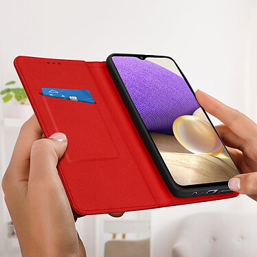 Acheter Avizar Étui Samsung Galaxy A32 5G Porte-carte Support Vidéo Cuir Véritable Rouge
