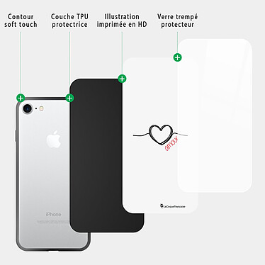 Acheter LaCoqueFrançaise Coque iPhone 7/8/ iPhone SE 2020/ 2022 Coque Soft Touch Glossy Coeur Noir Amour Design