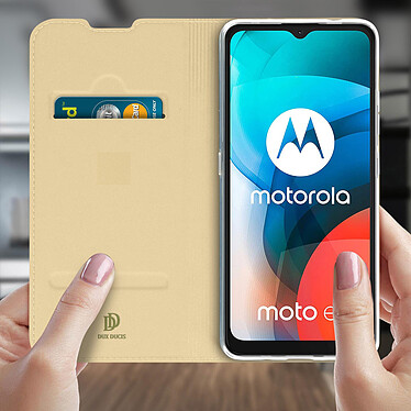 Avis Dux Ducis Housse pour Motorola Moto E7 avec Porte-carte et Fonction Support  doré