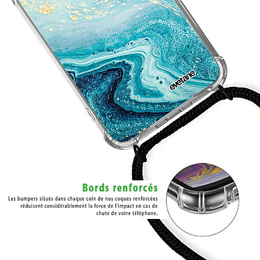 Acheter Evetane Coque cordon iPhone 11 Pro noir Dessin Bleu Nacré Marbre