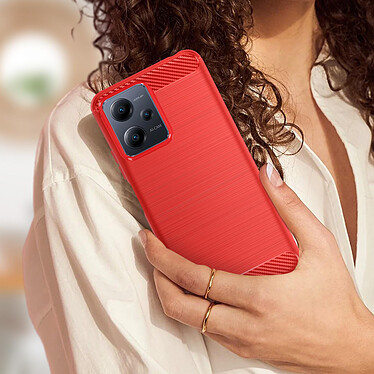 Acheter Avizar Coque pour Xiaomi Redmi Note 12 4G et 5G Renforcée Souple Carbone Effet Brossé  Rouge