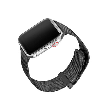 Avizar Bracelet pour Apple Watch 42 44 mm en maille milanaise avec Fermeture papillon Noir