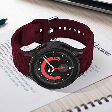 Acheter Avizar Bracelet pour Galaxy Watch 5 / 5 Pro / 4 Silicone Texturé Losange  Lie de vin