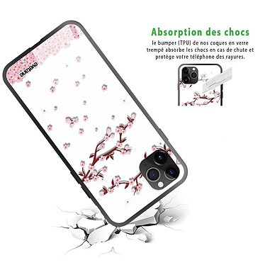Avis Evetane Coque en verre trempé iPhone 11 Pro Chute De Fleurs