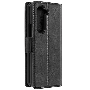 Avizar Coque Clapet pour Samsung Z Fold 5 Portefeuille Anti RFID Série Vintage noir