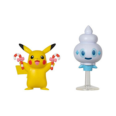 Pokémon - Pack 2 figurines Battle Figure Set Edition de Noël : Pikachu, Sorbébé