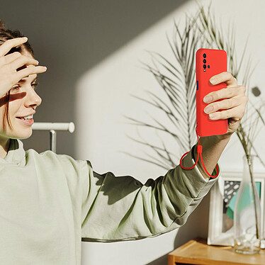 Acheter Avizar Coque Xiaomi Redmi 9T Silicone Gel Semi-rigide avec Dragonne rouge