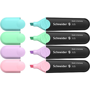 SCHNEIDER Pochette 4 Surligneurs Job Pastel Épaisseurs de trait 1+5 mm Assortis