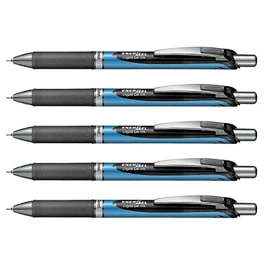 PENTEL stylo roller à encre gel liquide EnerGel BLN75 Noir x 5