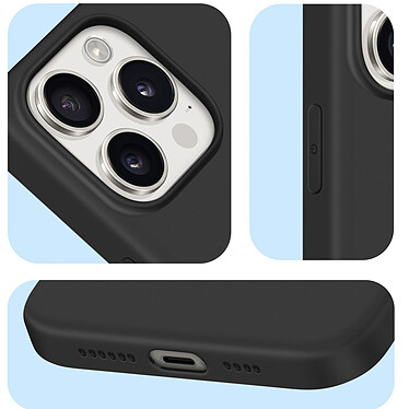 Avizar Coque pour iPhone 15 Pro Silicone souple Classic Case Noir pas cher
