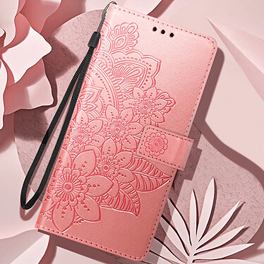 Acheter Avizar Étui Mandala Fleurs pour Xiaomi Redmi A3 Portefeuille Support Dragonne Rose Poudré