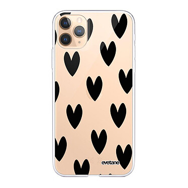 Evetane Coque iPhone 11 Pro silicone transparente Coeurs Noirs ultra résistant