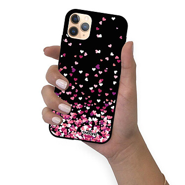 Evetane Coque iPhone 11 Pro Silicone Liquide Douce noir Confettis De Coeur pas cher