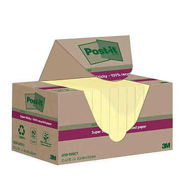POST-IT Super Sticky Recycling Notes, 47,6 x 47,6 mm, jaune