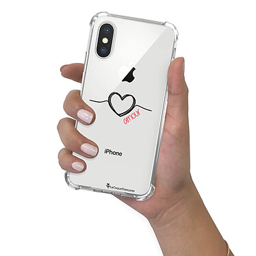 LaCoqueFrançaise Coque iPhone X/Xs anti-choc souple angles renforcés transparente Motif Coeur Noir Amour pas cher