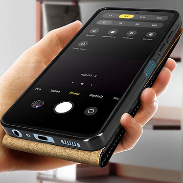 Avizar Étui pour Samsung Galaxy A23 et M23 Clapet Vertical Porte-carte Effet Cuir de Cheval  Noir pas cher