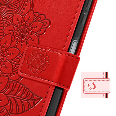 Avizar Étui Fleurs Mandala pour Samsung Galaxy A25 5G Portefeuille Dragonne Rouge pas cher