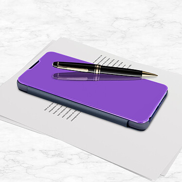 Avizar Housse Xiaomi Mi 10T Lite Clapet translucide Design Miroir Support Vidéo violet pas cher