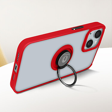 Avizar Coque pour iPhone 15 Plus Bi-matière Bague Métallique Support Vidéo  Rouge pas cher