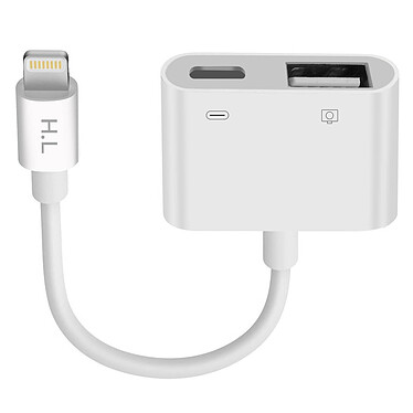 Avizar Adaptateur iPhone / iPad Lightning vers USB et Lightning Charge Compact Blanc