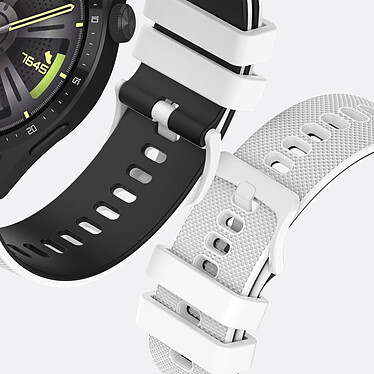 Acheter Avizar Bracelet pour Huawei Watch GT3 46mm Silicone BiColore Texturé Blanc / Noir