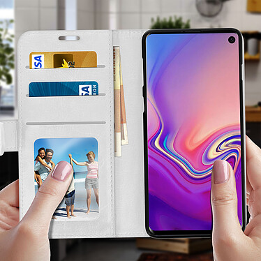 Avis Avizar Housse Samsung Galaxy S10 Étui Portefeuille Rangements Cartes Support Blanc
