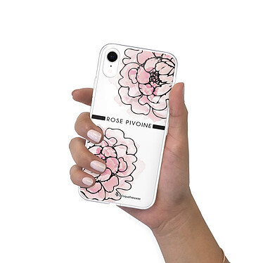 LaCoqueFrançaise Coque iPhone Xr silicone transparente Motif Rose Pivoine ultra resistant pas cher