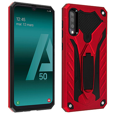 Avizar Coque Galaxy A50 Protection Bi-matière Antichoc Fonction support - Rouge