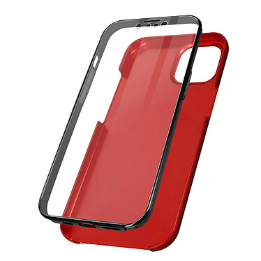 Avizar Coque iPhone 13 Pro Max Arrière Rigide rouge et Avant Souple Transparent