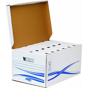 FELLOWES Kit Archivage Maxi plus BANKERS BOX 1 Conteneur + 6 Boites D 8cm Blanc Bleu