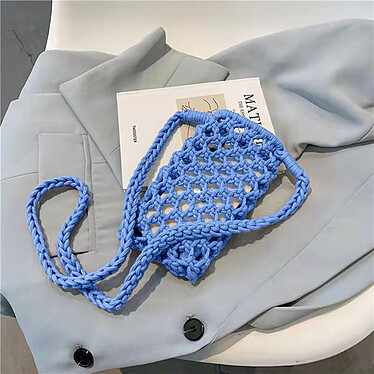 Avis Avizar Sac Bandoulière pour Smartphone en Crochet Tressé  Bleu