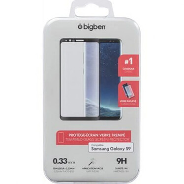 BigBen Connected Protège écran pour Samsung Galaxy S9 Plat en Verre trempé Anti-rayures Noir transparent pas cher